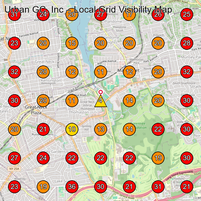 Urban GC, Inc GeoGrid visibility map for General Contractor in Great Neck